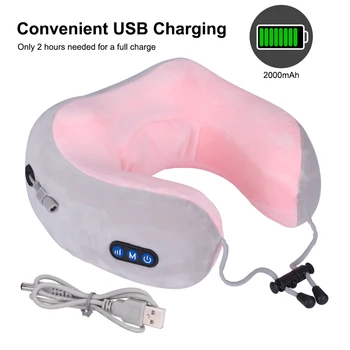 

U Shape Back and Neck Massager Relax Machine USB Rechargeable Cervical Vertebra Kneading Vibration Massage Health Care Pillow