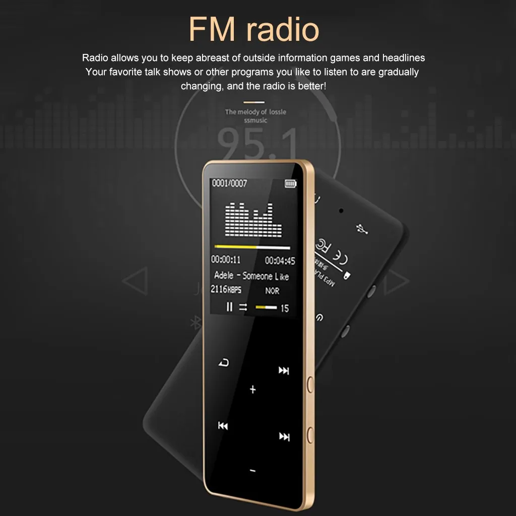Мини Bluetooth MP3-плеер 4 Гб с FM медиа сенсорной клавишей спортивные музыкальные колонки Walkman открытый портативный MP3 музыкальный плеер мп3-плеер