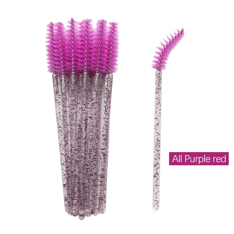 Crs all purple red 50 шт одноразовые кисти для макияжа косметические ресницы Хрустальная ресница кисти Алмазный аппликатор для ресниц палочки с кисточкой для туши инструменты - Handle Color: Crs all purple red