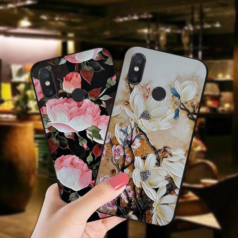 

Retro Flower Soft Silicone Phone Case For Xiaomi Mi 8 Pro Explorer Mi8 SE 3D Relief Floral Back Cover For Xiaomi Mi 8 Lite Coque