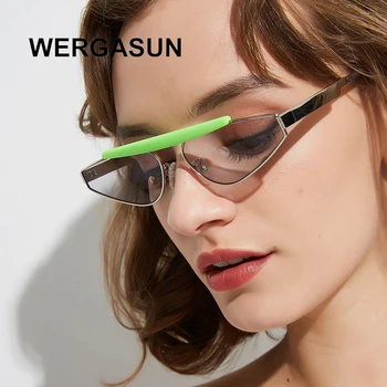 

WERGASUN New Brand Designer Cat eye Sunglasses Women Vintage Metal Glasses For Women Mirror Retro Lunette De Soleil Femme UV400