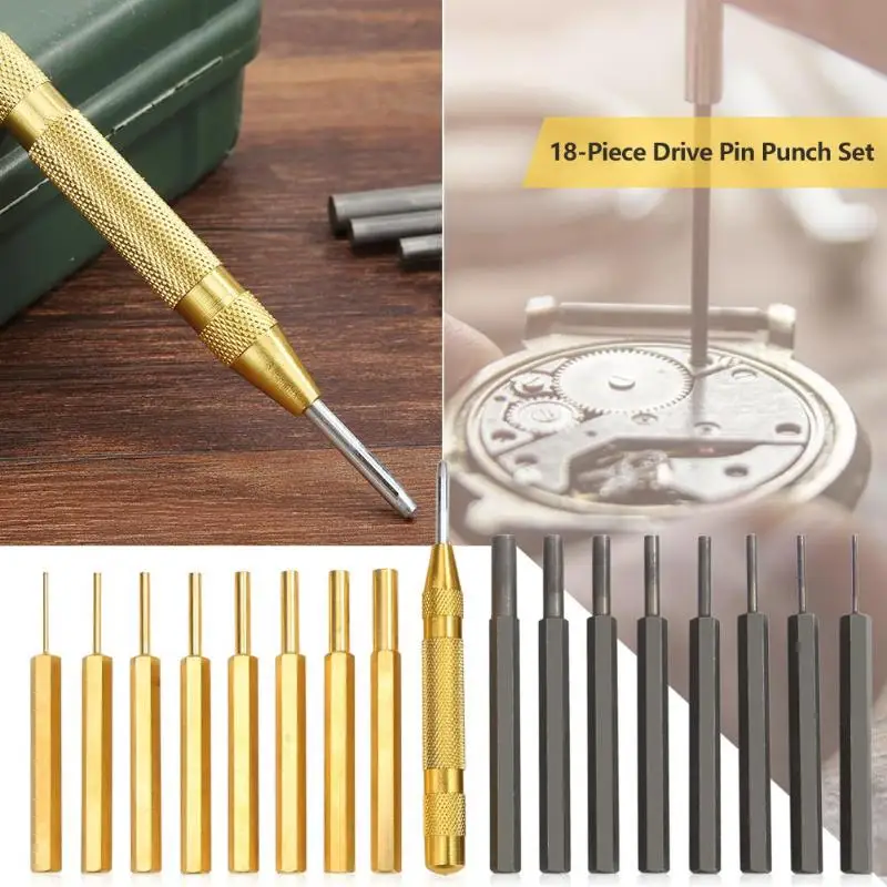 

18pcs Automatic Center Pin Punch Spring Work Exquisite Stainless Steel Fashionable Durable Handicraft Woodwork Holes Tool Kit