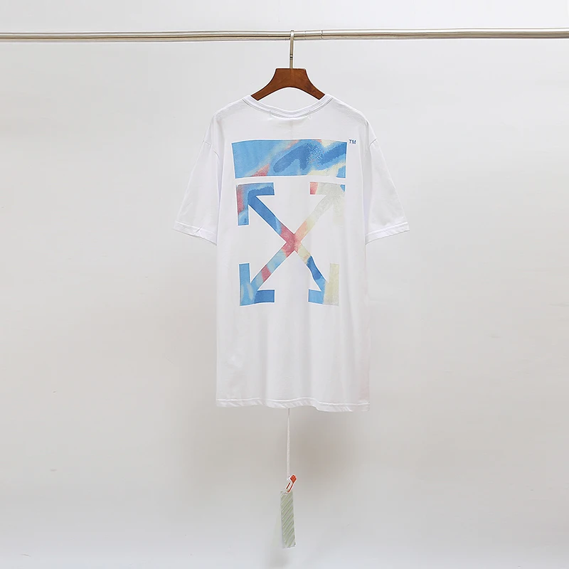 Граффити стрела 19ss Off-White OW для мужчин/женщин унисекс модные пары влюбленных моделей хлопок Повседневная футболка с коротким рукавом с круглым вырезом