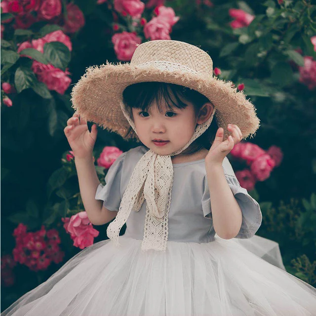 Handwoven Kids Straw Cap Girl Floppy Hat Wide Brim Fishing Cap Vacation Hat  Dropshipping - AliExpress