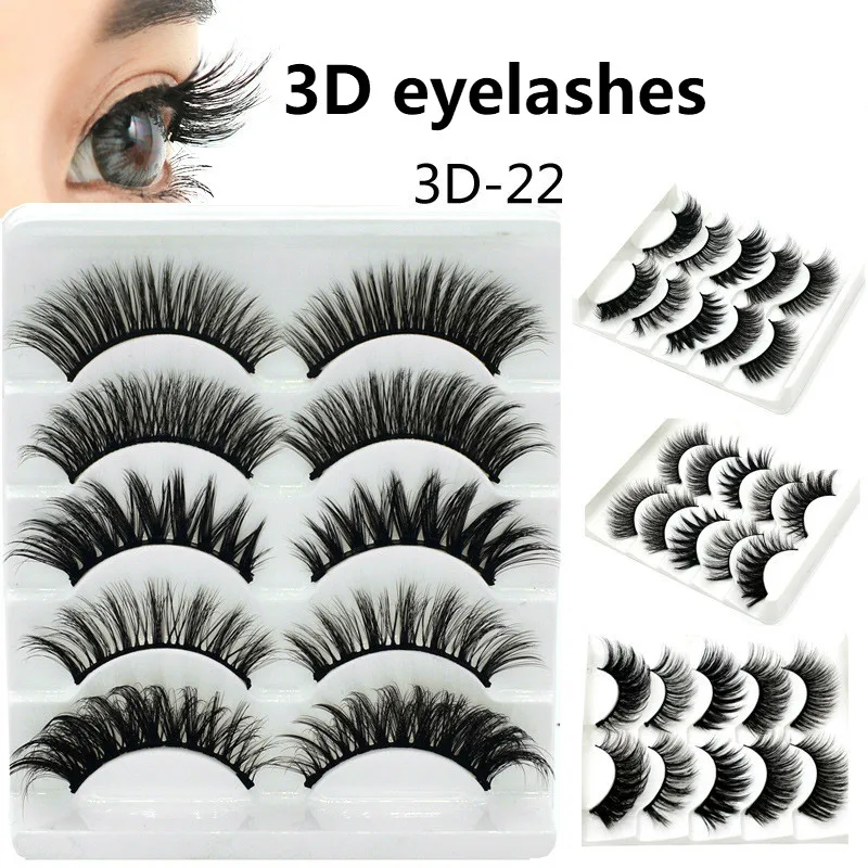 1@# 2021 Sexy 5Pairs 3D Synthetic Hair False Eyelashes Natural/Thick Long Eye Lashes Wispy Makeup Beauty Extension Tools 3D-22 | Красота и
