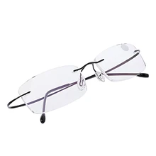  Ultralight Titanium Rimless Rectangular Glasses Spectacles Eyeglass Frame Eyewear 