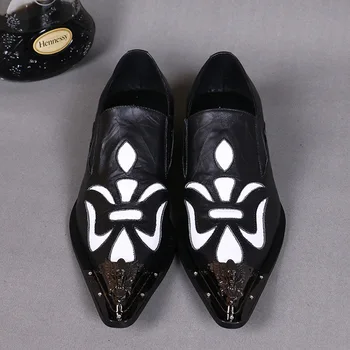 

Zapatilla Men Shoes Leather British Style Pointed Fashion Men Shoes Loafers Genuine Leather Full Grain Leather Cow Leather Solid