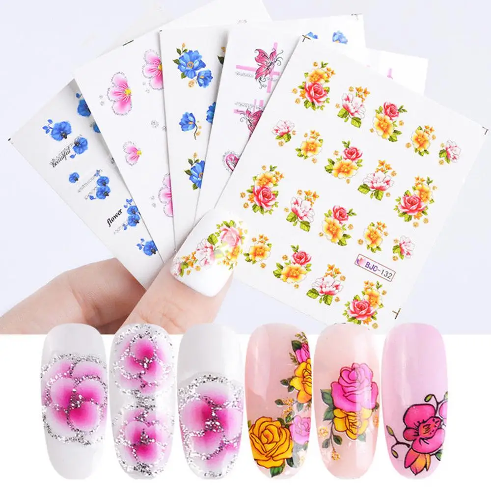 New nail art decorative nail watermark stickers 55 flowers and nature BJC series 55pcs / set Nail tools DIY nails Nail shop Hous