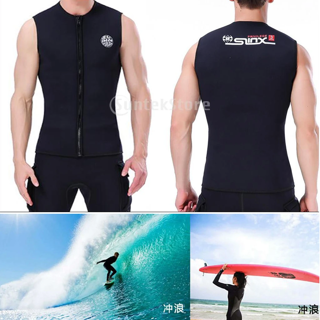 Men 3mm Neoprene Wetsuit Top Warm Vest Sleeveless Surf Surfing Diving