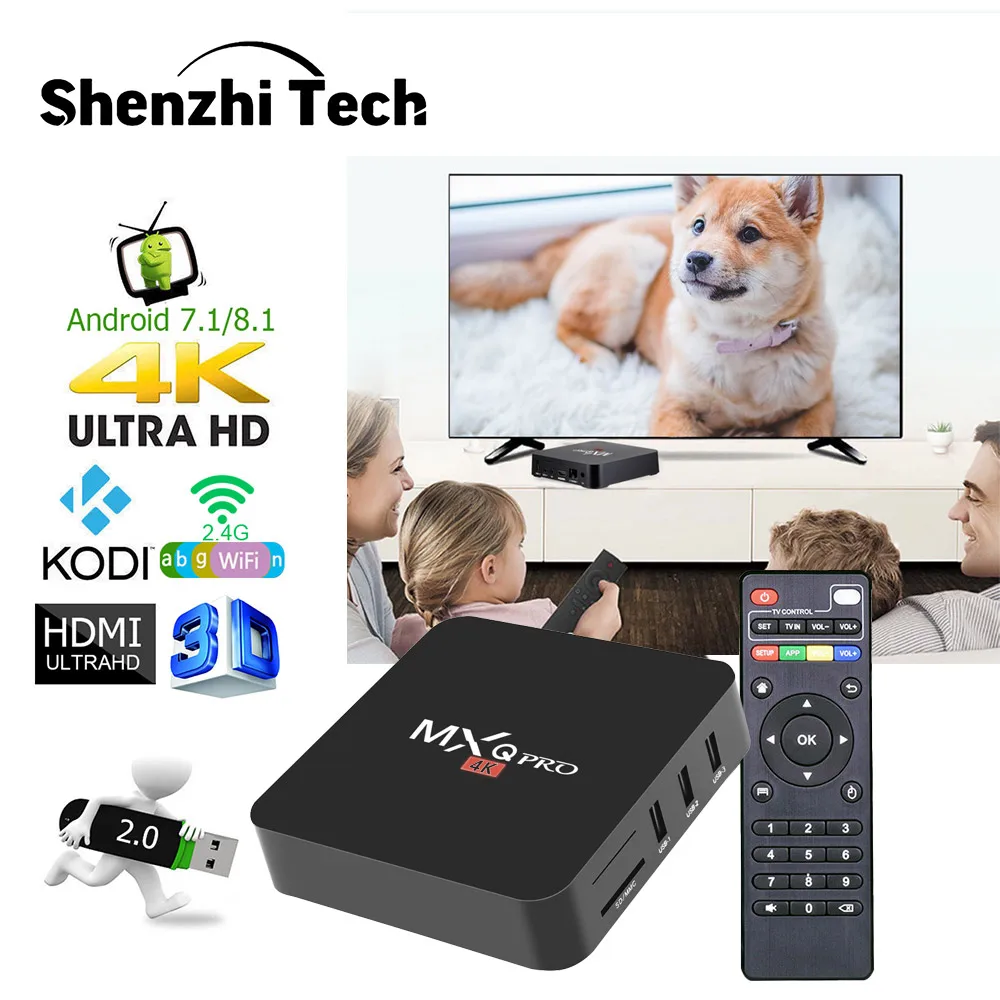 Smart TV Box Android 10.0 MXQ PRO 4K Allwinner H3 1G 8G 3D 2.4G WIFI Google Play Youtube Media Player Very Fast Set-Top | Электроника