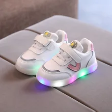 

Spring Children Shoes Luminous Sneakers for Girls Flowers Casual Led Light Up Shoes Kids Pink Tennis Toddler Boy White Sneakers
