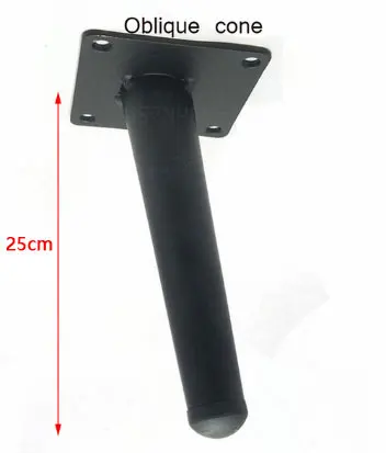 4pcs Metal Furniture legs Straight Cone And Oblique Cone Table Leg Sofa Chair Leg coffee tables Furniture fittings,15/20/25/30CM black oblique 25cm