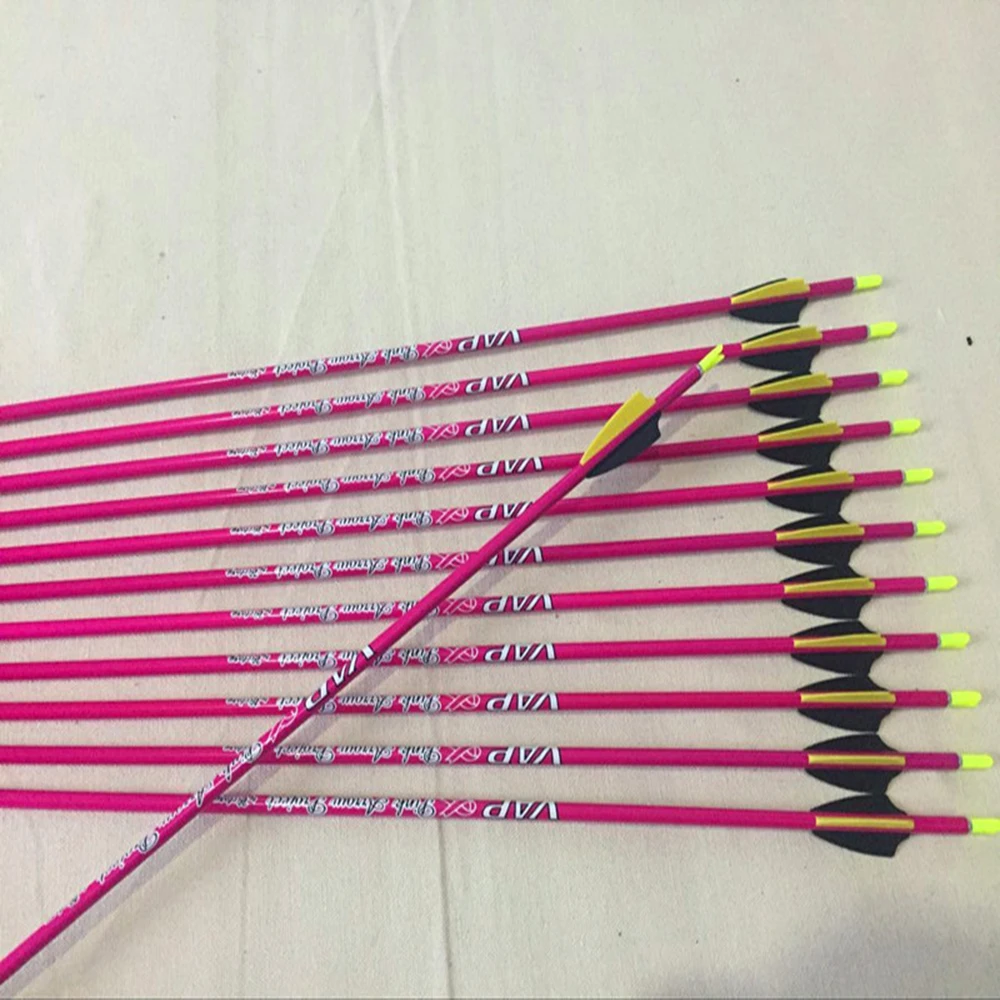 

12 шт., 31 дюйм, карбоновые стрелы, spine600, id4,2 мм, из нержавеющей стали, пластиковые лопасти, скоба, втулка для рекурсивного лука, стрельбы из лука