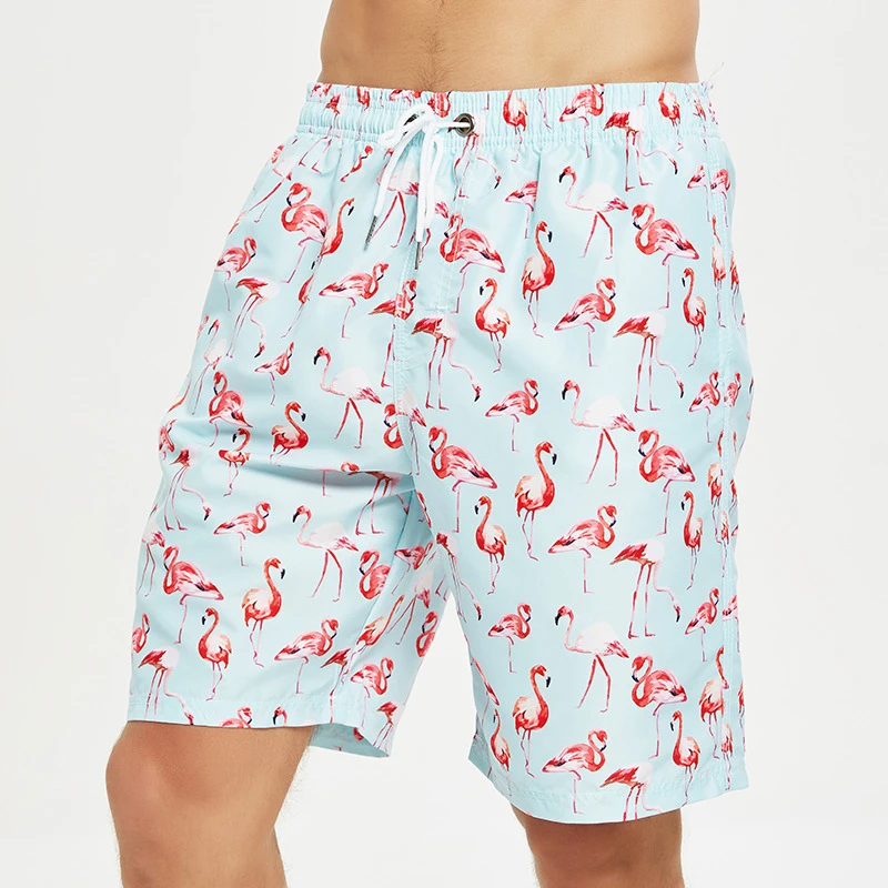 4XL Sky blue flamingo Men Swimwear Beach Shorts Quick Dry Swimsuit Swim Trunks Men Bikini Summer Bathing Beach Wear Surf Shorts