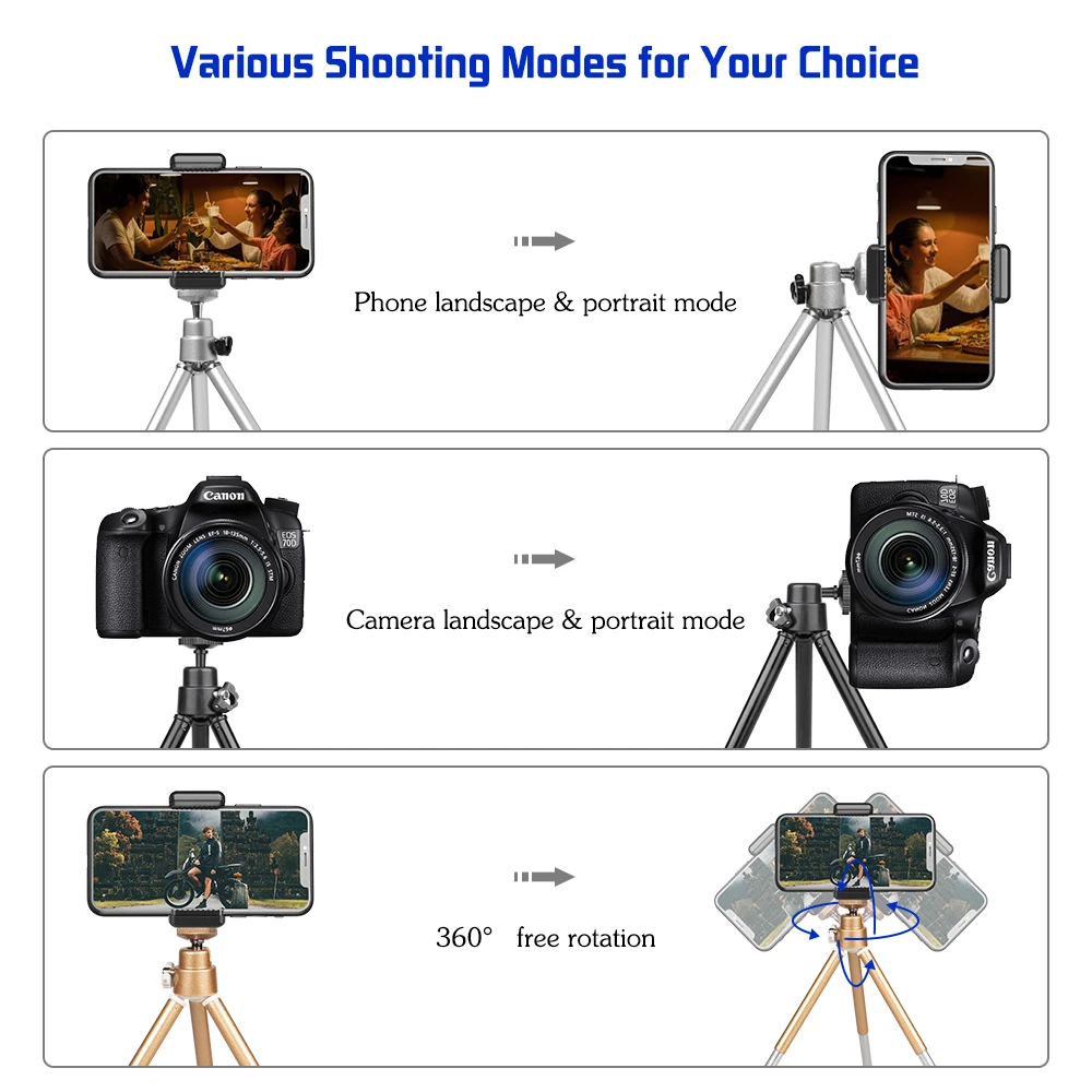 Phone Tripod Mini Tripod Flexible Phone Tripod Phone Tripod Mount SH Mini Flexible Tripod Stand Holder Small Bracket For Cell Phone iPhone With Bluetooth-compatible