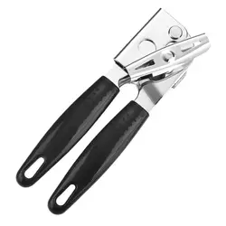 Ручной консервный нож многофункциональный черный нескользящий двойной с удобными ручками открывалка боковая режущая крышка банки