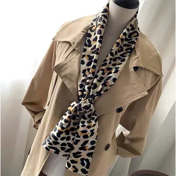 

New 2020 Fashion Kerchief Small Silk Neck Scarf Leopard Women Print Hijab Scarfs Female Shawls Bags Scarves Lady Bandana Foulard