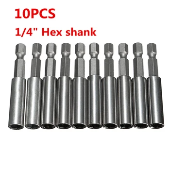 

10pcs/Set Socket Drill Bit Holders Hex Shank Magnetic Extension For Screwdriver For 1/4" Hex Shank Drills Carbon Steel
