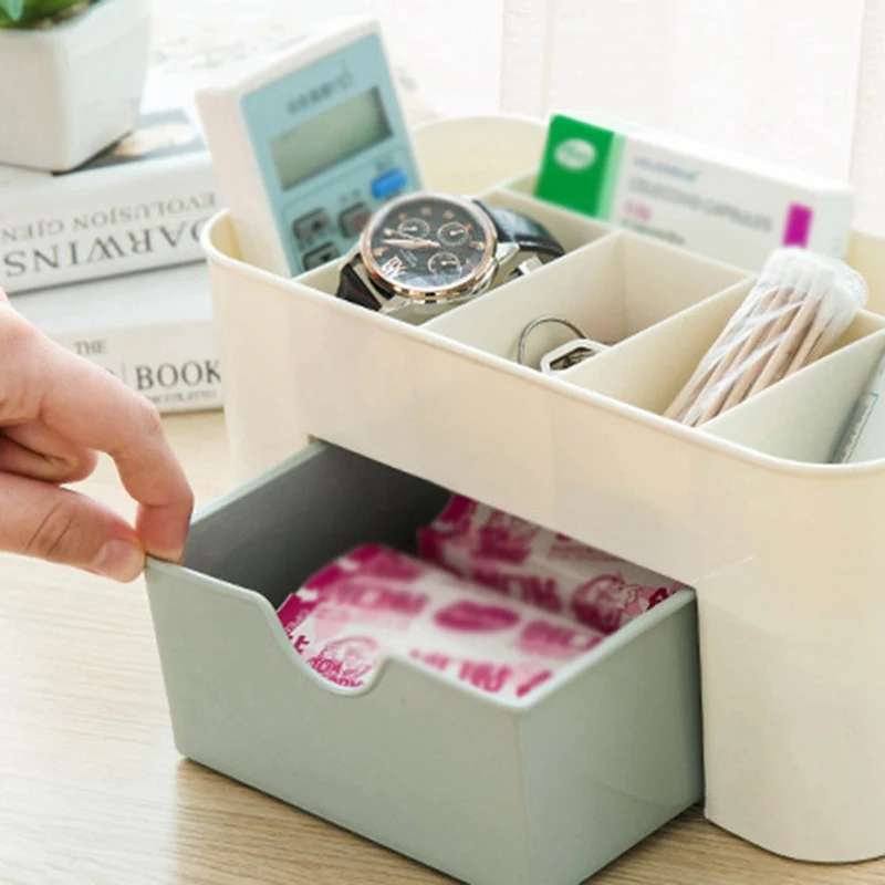 

Cosmetic Box with Drawers Storage Boxes Multifuncation Desktop Plastic Jewellery Box Save Place