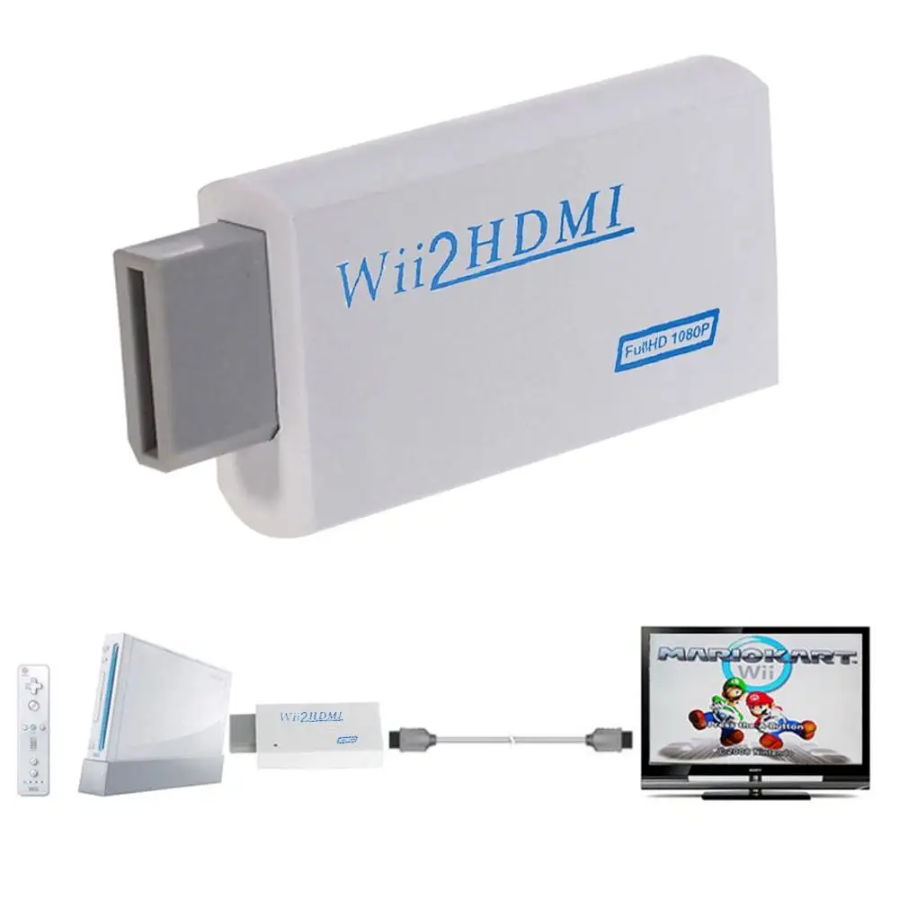  Bianco di Plastica per Wii a Hdmi Wii2HDMI Adattatore Converter Full Hd 1080P Uscita Upscaling 3.5 