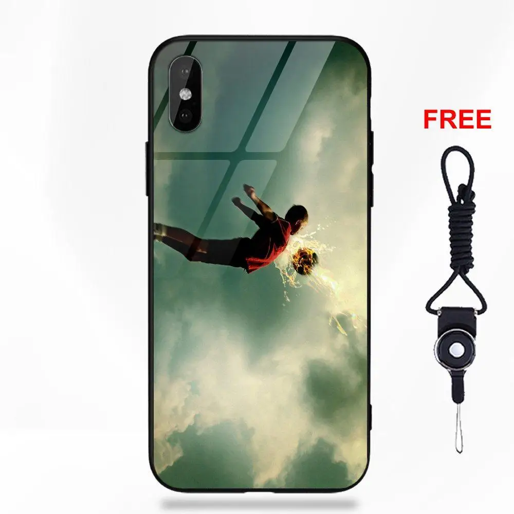 as picture Omdnwd для Apple iPhone 5 5C 5S SE 6 6S 7 8 Plus X XS Max XR Силиконовый ТПУ оправа закаленное стекло популярный горячий Спорт Футбол - Цвет: as picture