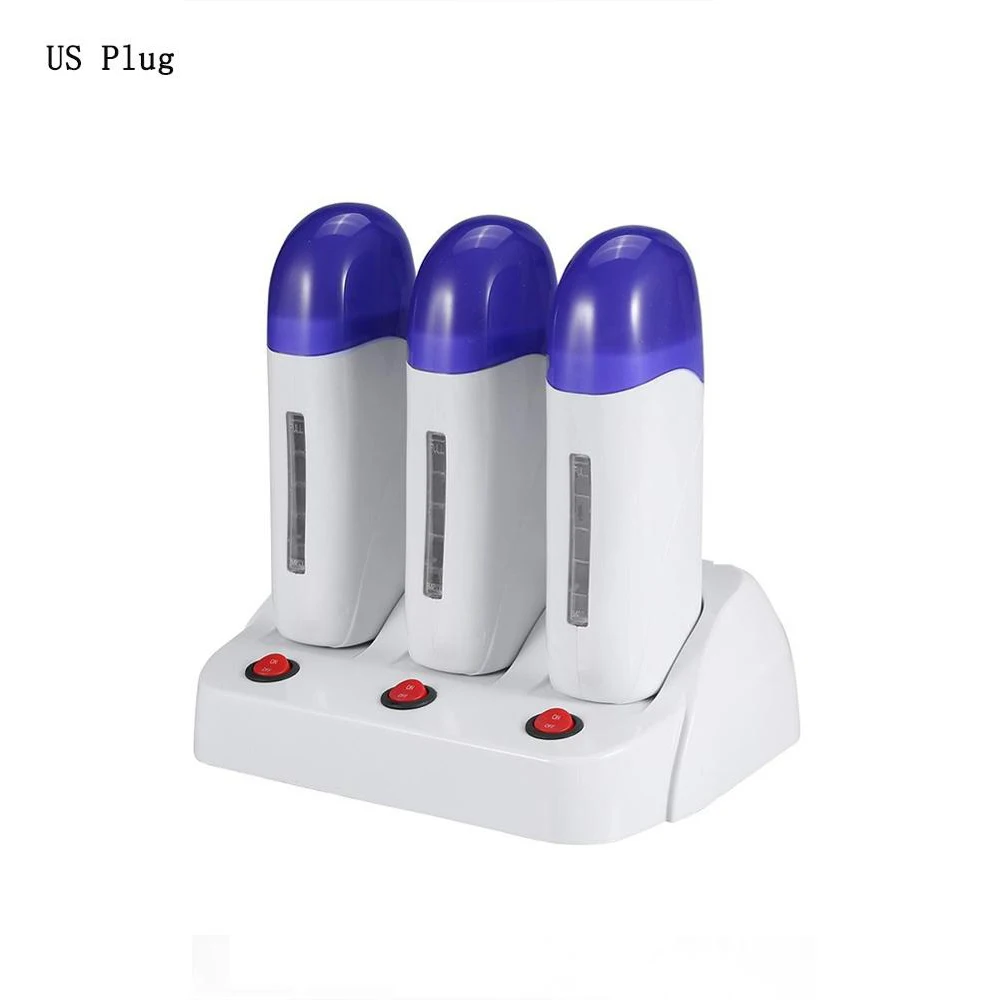 Triple US Plug x Wax Нагреватель воска для депиляции, роликовый нагреватель, для мужчин и женщин, для удаления волос на теле, восковой нагреватель+ депиляционный воск, Мути тип, инструмент для ухода за телом - Цвет: Triple US Plug x Wax