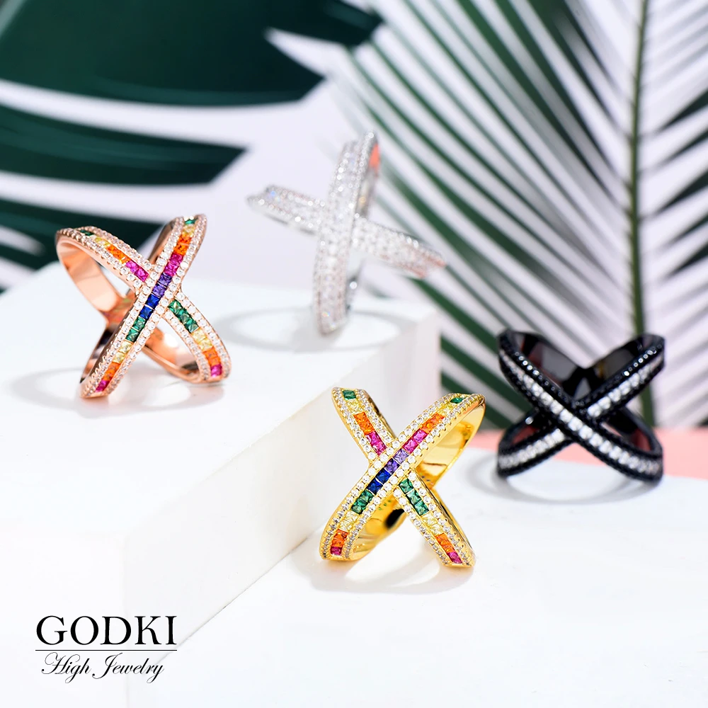 Женское свадебное кольцо GODKI роскошное эффектное составное с фианитом в стиле