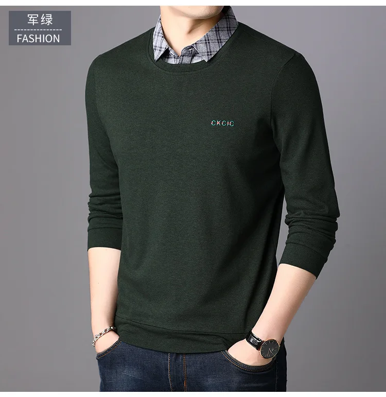 Knitting Long Sleeve Shirts Men Fashion Autumn Winter Sweater Mens Soild Slim Fit Bottoming Sweater Male Brand Clothes