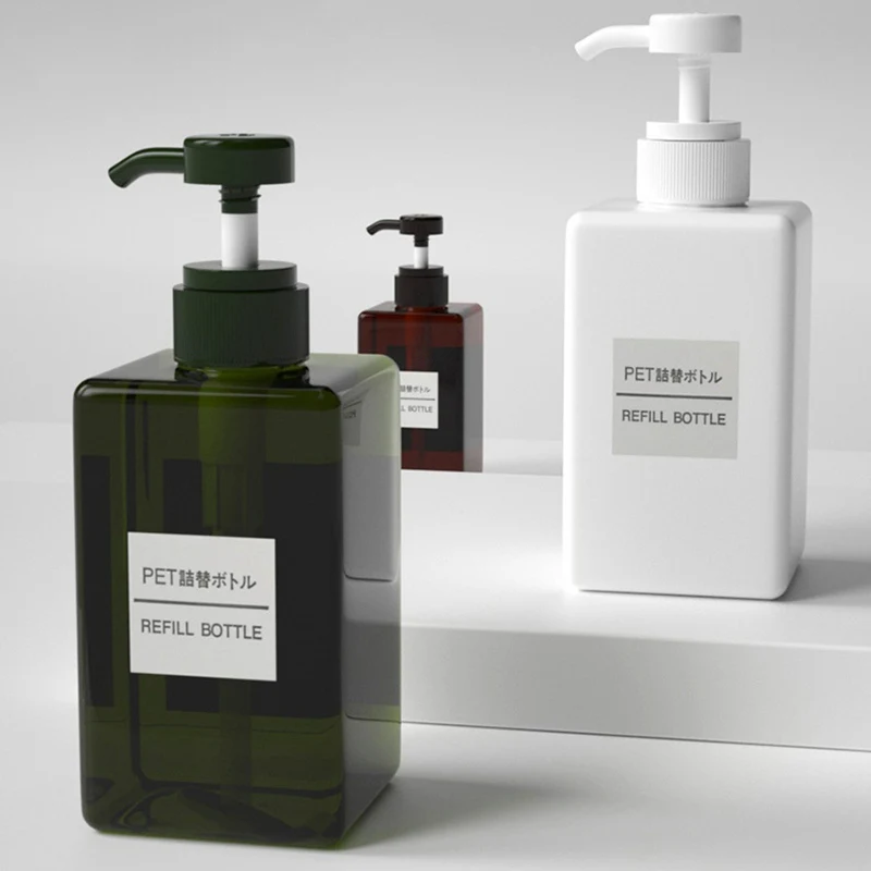 250/450/650ml Travel Plastic Clear Square Bottle Dispenser Soap Foam Foaming Pump Empty Bottle Liquid Shower Gel Foam Pump