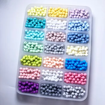 

TYRY.HU 1000Pcs 9/12/15mm Pearl Silicone Beads Baby DIY Necklaces Pacifier Chain Teething Food Grade Chew Teether Beads