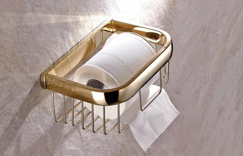 

Gold Color Brass WC Roll Holder Bathroom Toilet Paper Towel Holders Kitchen Tissue Roll Toilet Paper Shelf zba532