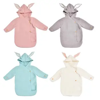 

Infant Rabbit Ear Hooded Blanket Sleeping Bag Swaddling Baby Toddler Props