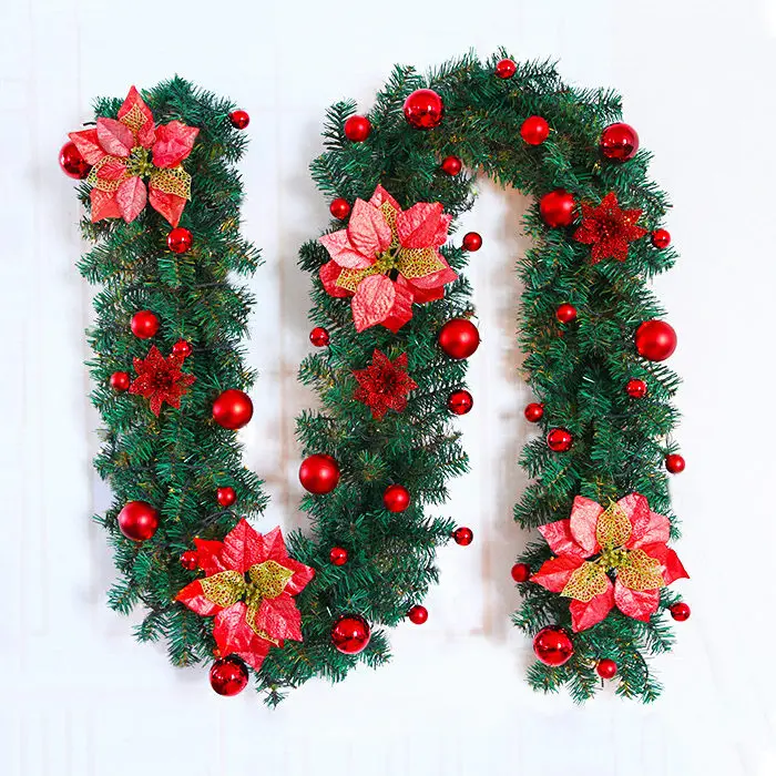 Red Chiclits 2.7m Artificial Flower Vine Christmas Decor Rattan Home Door Hanging Props Mall Storefront Event Decor Christmas Gifts - Цвет: Red