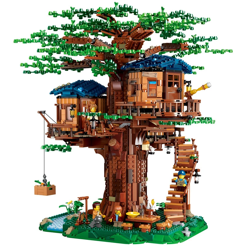 Details about   3117Pcs Tree House Building Blocks Two Color Leaves Brick kids Toy birthday Gift