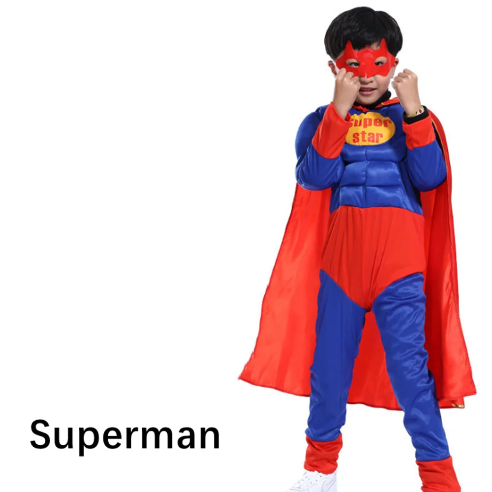 Superman Детский комплект «Капитан Америка», костюм для косплея на Хэллоуин, Детский костюм «мстители» для мальчиков, костюм «супергерой», «Железный человек», «Бэтмен», комбинезон для мальчиков - Цвет: Superman