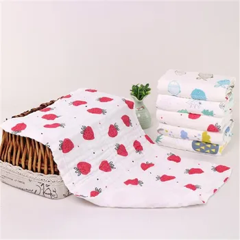 

Printing Baby Kids Towel 6 Layers Gauze Soft Face Towel Rectangle Cotton Blends Absorbent Baby Bath Towel Washcloth