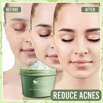 

Green Tea Cooling Cleansing Mud Mask Anti-acne Face Cream Shrink Pores Acne Blackheads Removal Cream Essence Skin Care 100g