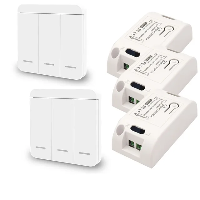 Diese 433Mhz wireless Wall Switch rf 86 wall panel transmitter Safety Switch and AC 110V 220V relay interruptor for Light Lamp 3gang 2Switchs