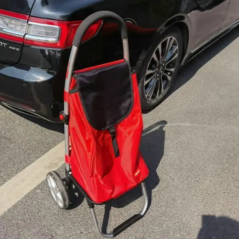 Upgrade Folding Shopping Cart, Household Portable Small Trolley with Bag, Aluminum Alloy Grocery Handcart