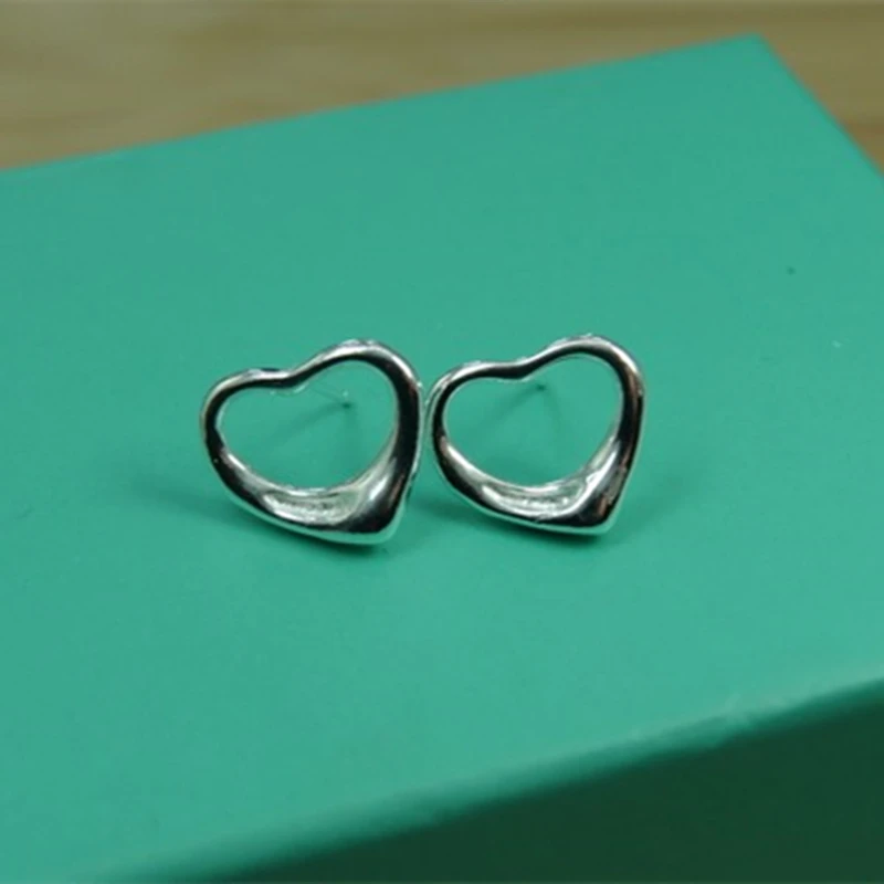 925 Sterling Silver Heart Shape Stud Earrings For Woman Wedding Engagement Fashion Party Charm Jewelry Best Gift