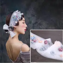 Корейская популярная Цветочная лента для волос головной убор невесты, аксессуары для платья, вечерние Цветные Цветочные головные уборы, повязка для волос
