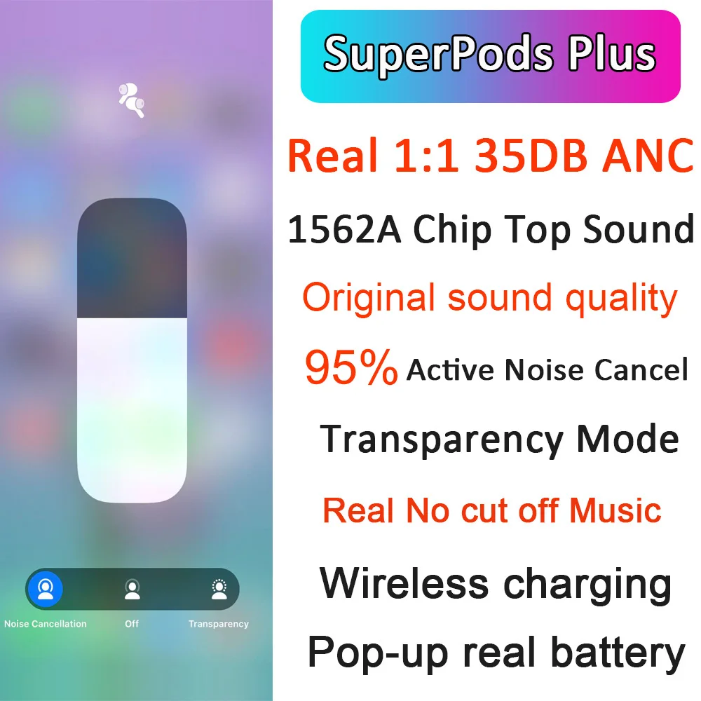 Newest SuperPods Plus TWS Wirelesss Bluetooth Earphones 1:1 35DB ANC Noise cancelling & Transparency Earbuds 10D Super Bass