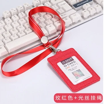 SFP-128-red Кожаный бумажник рабочий офисный пропуск держатель для кредитных карт+ ремешок+ 5 слотов Визитницы нагрудные опознавательные Значки для идентификации владельцев аксессуары - Цвет: SFP-128-red