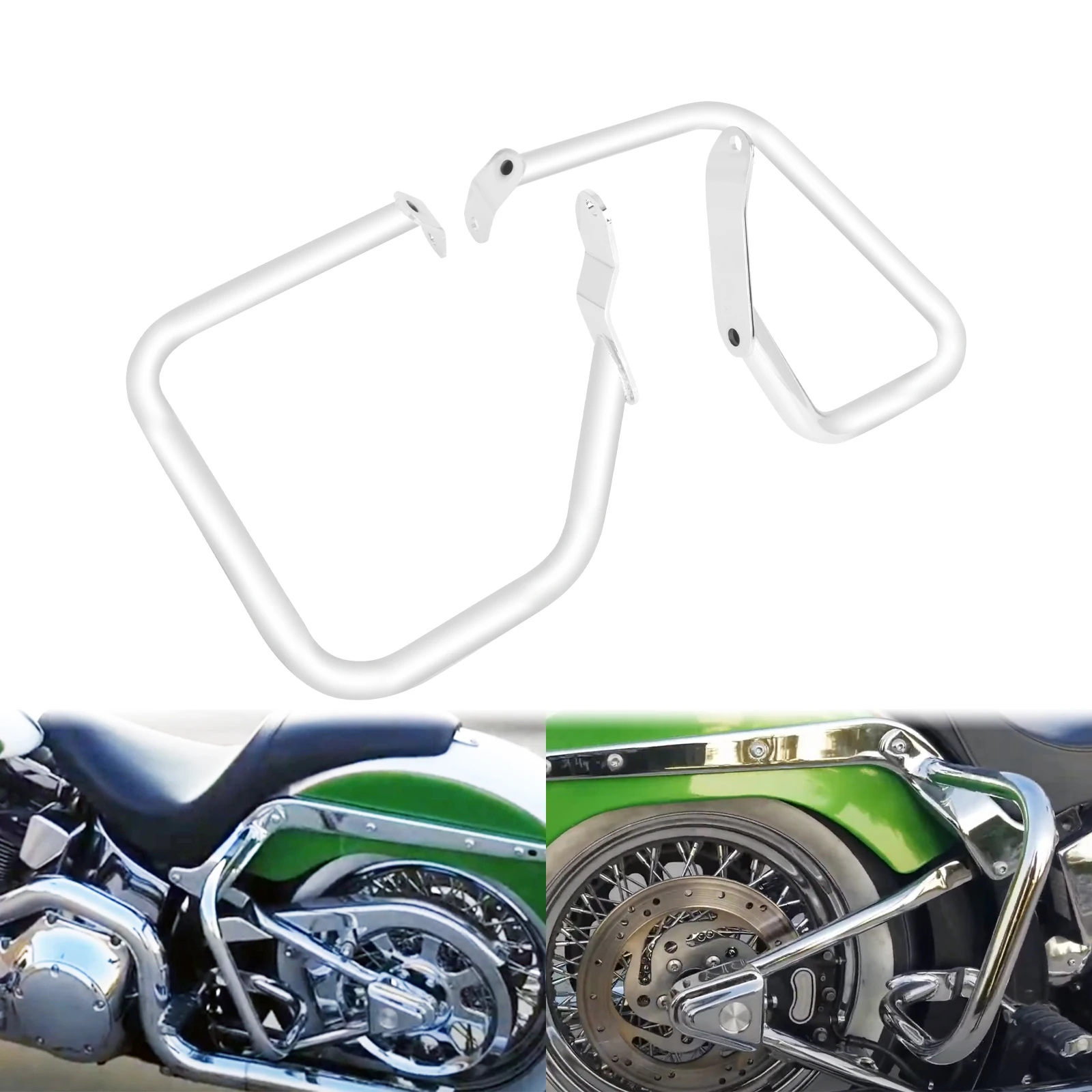 HTTMT See Fitment USTGHDSG07CD Chrome Rear Saddlebag Guard Crash Bar Compatible With Harley