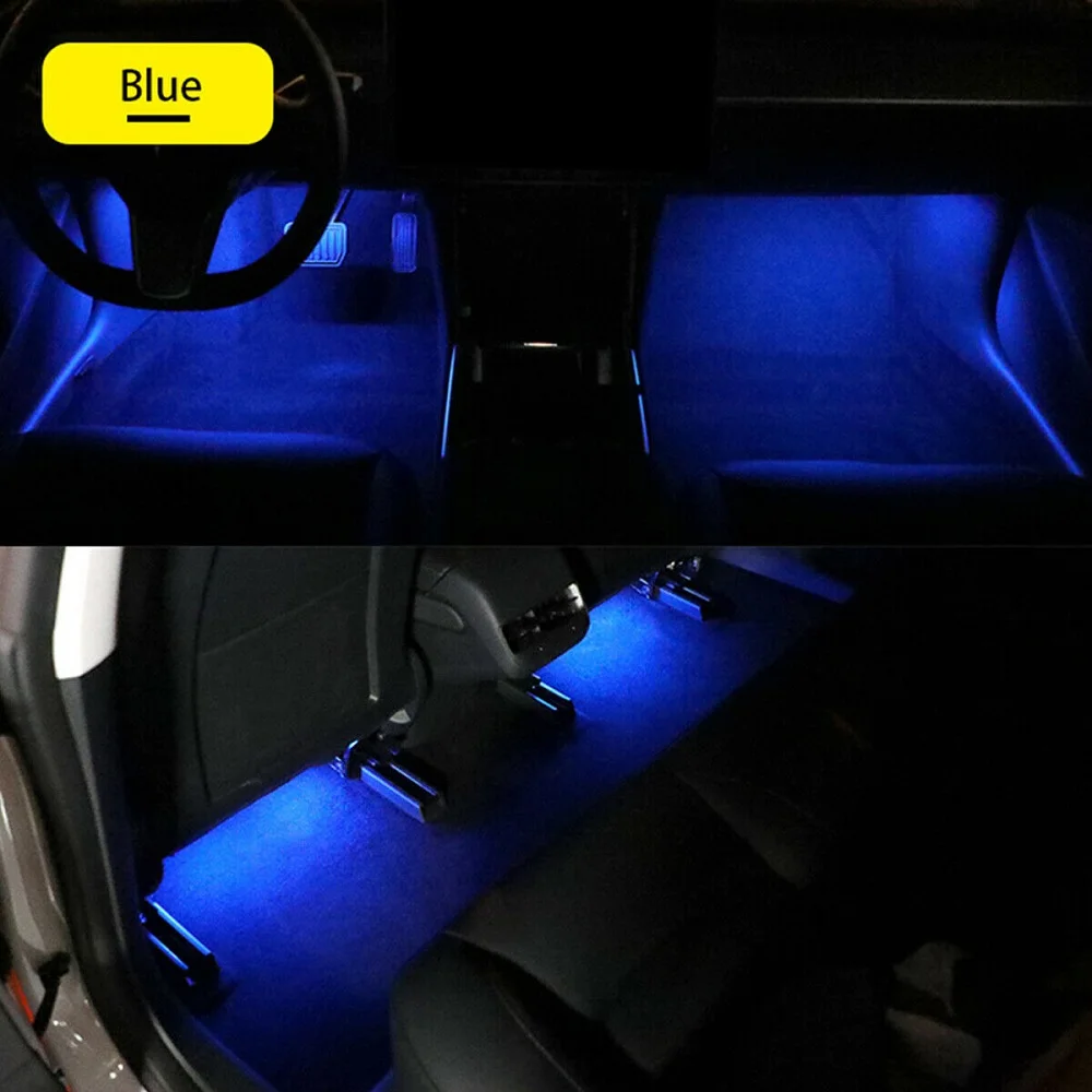 Wireless RGB LED Car Interior Floor Decorative Atmosphere Lamp Ambient Light Accessories USB Charging Portable Remote Control