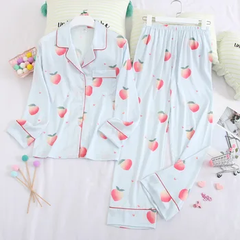 

Fiklyc Girl Sweet Home Service Spring And Summer Simulation Silk Nightgown Two-Piece V-Neck Thin Pajamas