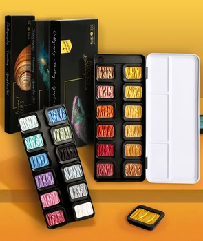 

Germany Pearl light artist watercolor cake silid watercolo 6 lapis de cor Water soluble solid pigment for finetec Art Supplies