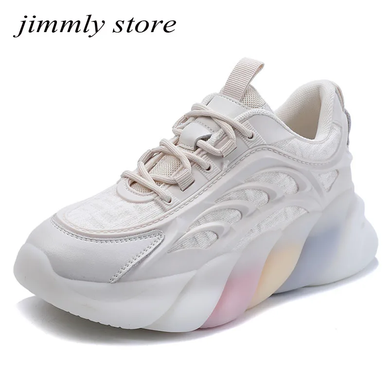 Woman Sneakers Platform-Shoes Chunky-Shoes Lace-Up Comfortable Spring Ladies Trainers
