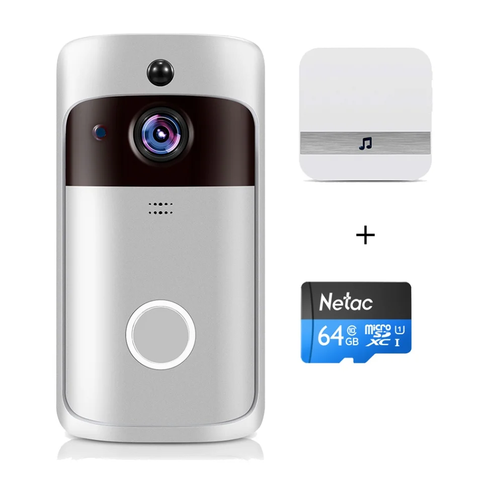 1080P Смарт IP видеодомофон Wi-Fi видео домофон дверной звонок wifi дверной Звонок камера ИК сигнализация беспроводная камера безопасности с колокольчиком - Цвет: White 64G TF Card