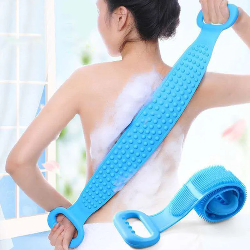 Silikon Zurück Wäscher Weiche Luffa Bad Handtuch Gürtel kurrper пилинг массажный ремешок сухая щетка для